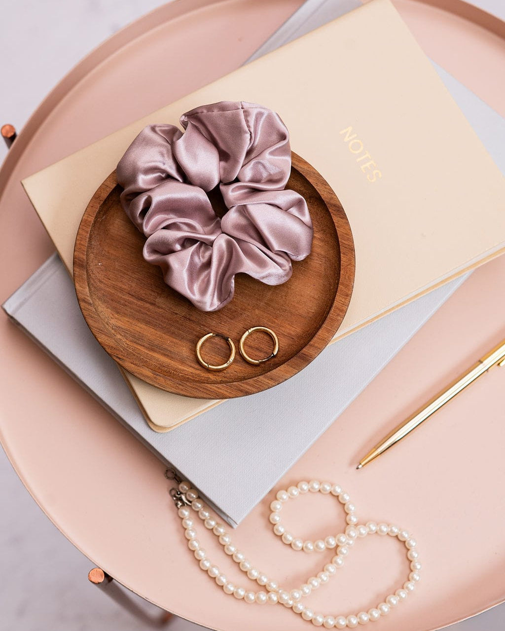 Blush Pink Silk Scrunchie