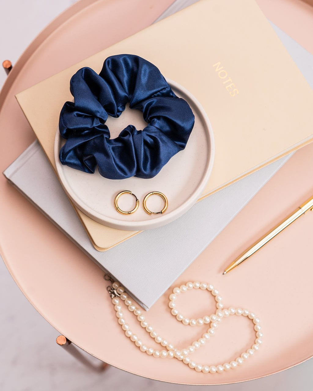 Midnight Navy Silk Scrunchie
